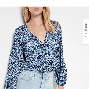 Leopard Print Twist Front Tiered Ruffle Peplum Top NWT